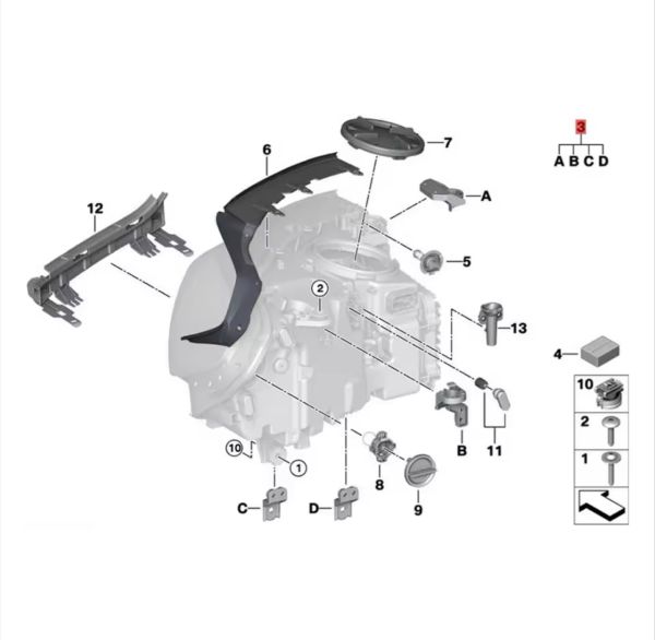 Ремонтні кріплення фари BMW X3 G01 G08 X4 G02 2017-2021 дорест